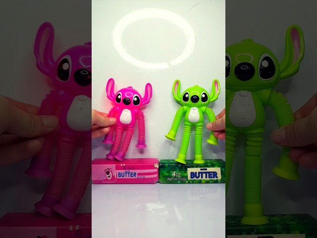 Green and Pink Stitch with Squishy #shorts #squishy #stitch #funny #youtubeshorts