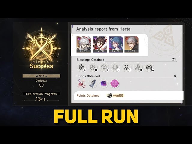 [Honkai Star Rail] Simulated Universe World 6 Difficulty 2 | Full Run