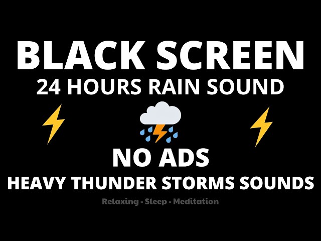 🔴 Heavy Rain and Thunder Sounds for Sleeping - Black Screen | Perfect Thunderstorm for Rest, Live