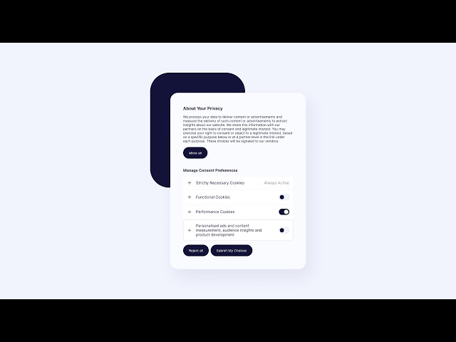 Cookie Preferences Modal | Component Build | TsbSankara