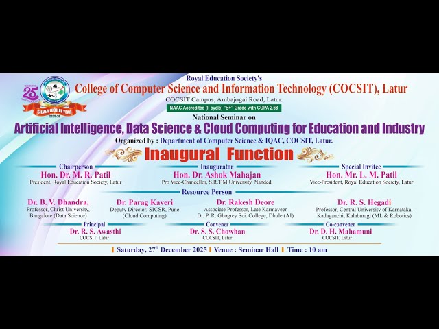Artificial Intelligence, Data Science and Cloud Computing for Education and Industry.