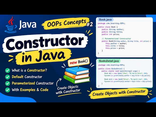 Java OOPs Concepts #2 | Constructor in Java | Default & Parameterized Constructor Examples | #14
