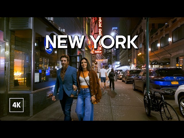 Walking in New York at Night / Explore Midtown Manhattan / NYC Walking Tour 4K