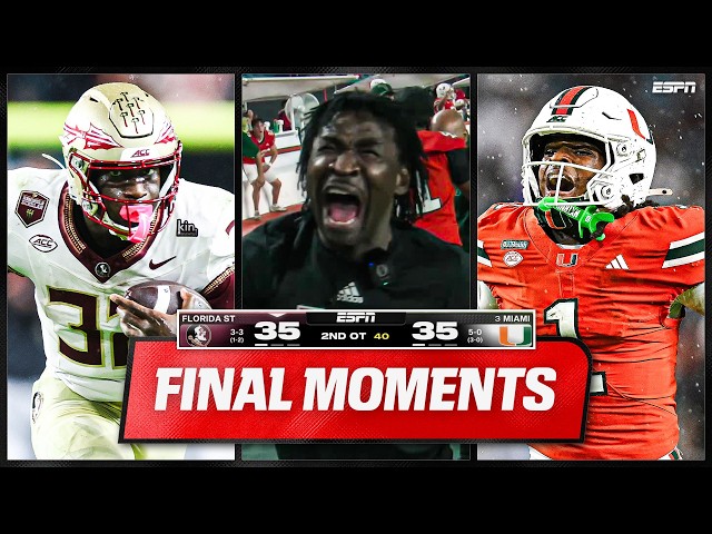 DOUBLE-OVERTIME FINISH 🍿 Florida State vs. Miami FINAL MOMENTS | ESPN College Football