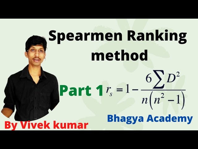 Spearman ranking method or p method (correlations analysis) by bhagya academy class 11,12 b.com