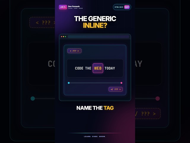 HTML Quiz #21: Which Tag Is the Generic Inline Container? 🤔 #html #programming #htmlquiz #codingquiz