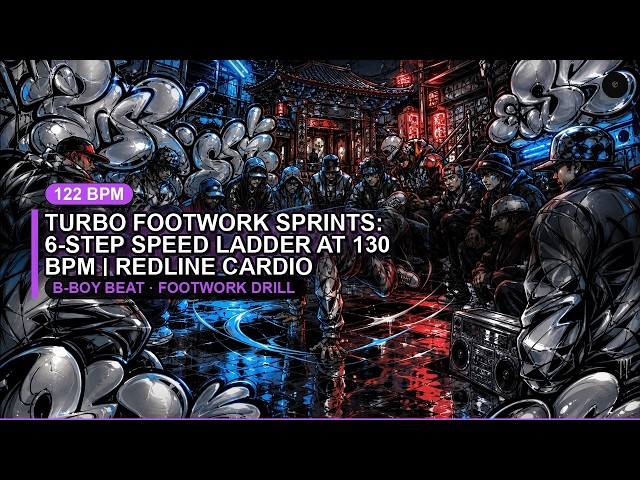 Breakdance Battle Music 🥊 Chrome 6-Step Footwork Ladder | 122 BPM | Turbo Footwork Sprints