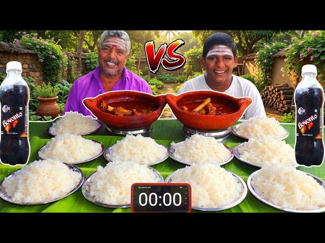 10 Plate Rice & Mutton Gravy Eating Challenge in the Village
