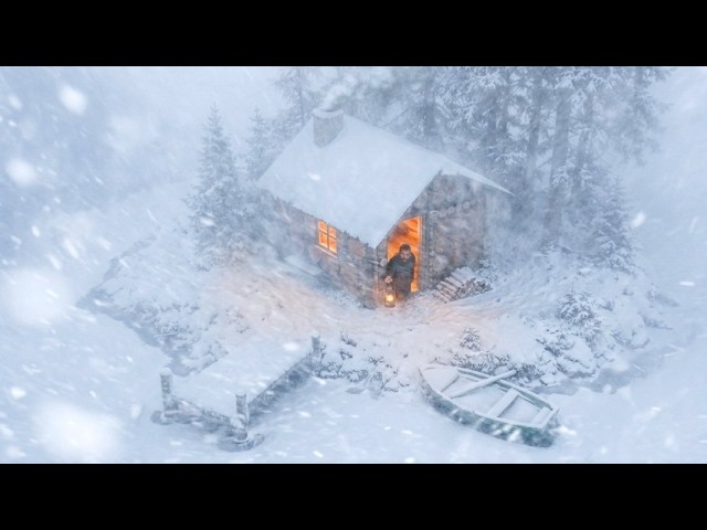 Surviving a Blizzard Alone in a Wooden Cabin Deep in The Forest | The Most Intense SNOWSTORM Ever.