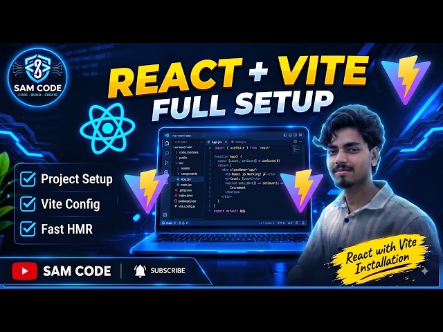 Setup React with VITE in 5 Minutes! ⚡ Step-by-Step Beginner Guide | SAM Code