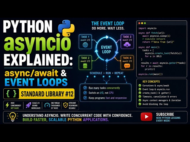 Python asyncio Explained: async/await & Event Loops | Standard Library #12