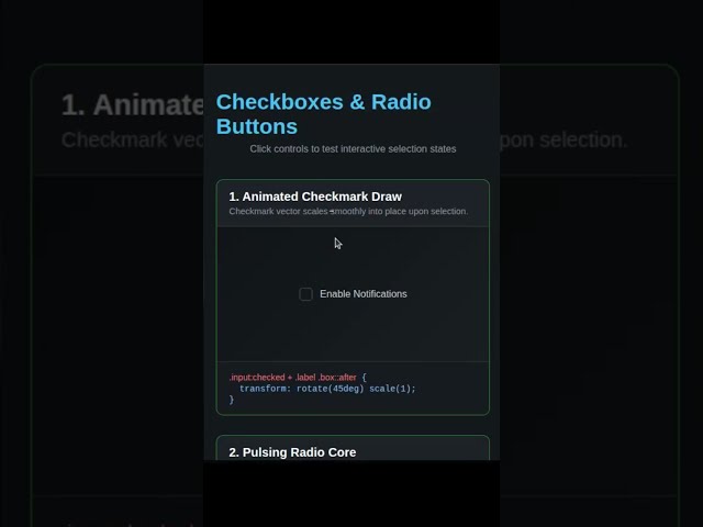 10 Custom Checkbox & Radio Designs in CSS #shorts  #coding #htmlcss #design