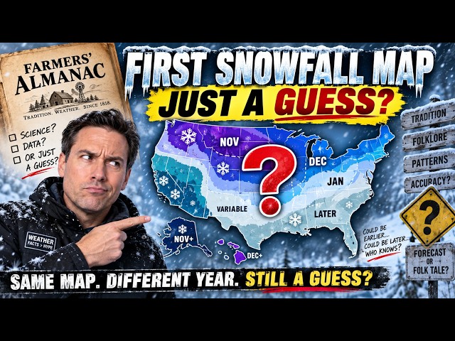 The farmers almanac first snowfall map is a guess