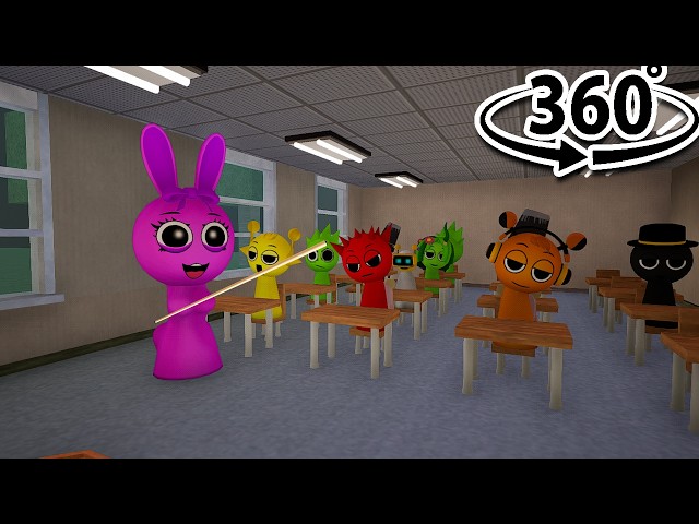 Sprunki’s Crazy Classroom Pranks on Pinky Teacher! | VR 360