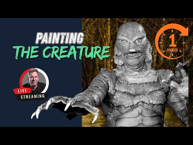 Creature from the Black Lagoon in Watercolor: Paint Along With Me, One Hour on the Clock