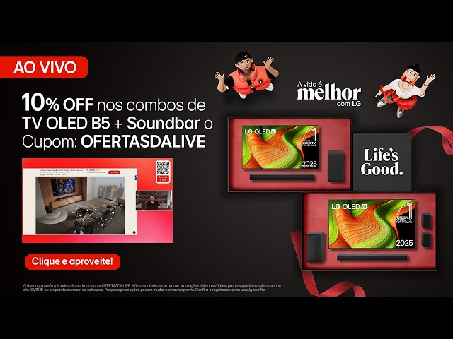 10% OFF em Combos LG OLED B5 + Soundbar | Use o cupom OFERTASDALIVE | Live LG