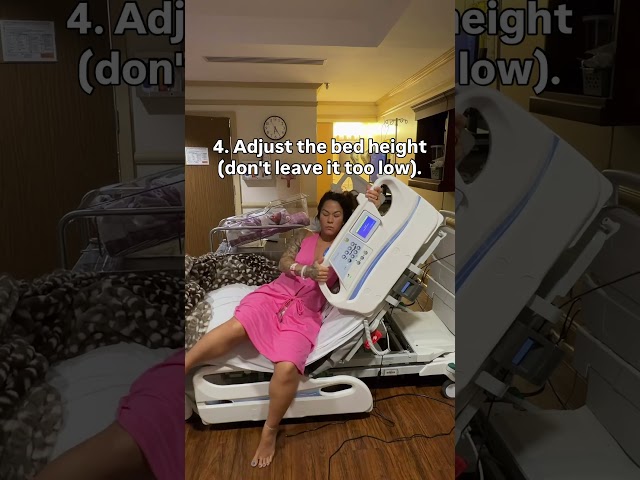 Here's how to get out of your hospital bed after a C-section if you're alone without help.