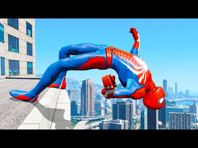 Spider-Man BEST JUMPS & CRAZY FALLS (GTA 5 Spiderman Gameplay Fails) #39