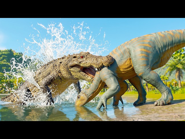 2X DEINOSUCHUS VS ALL SMALL & MEDIUM DINOSAURS IN ISLA NUBLAR MAP - JURASSIC WORLD EVOLUTION 3