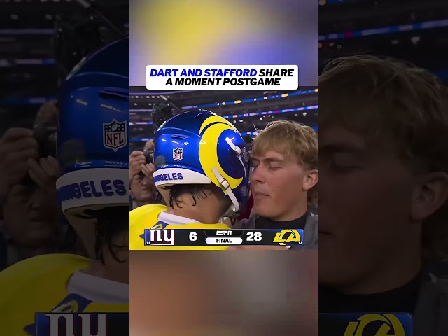 Dart made sure to find Stafford after the game 🤝 #nfl #football #nygiants