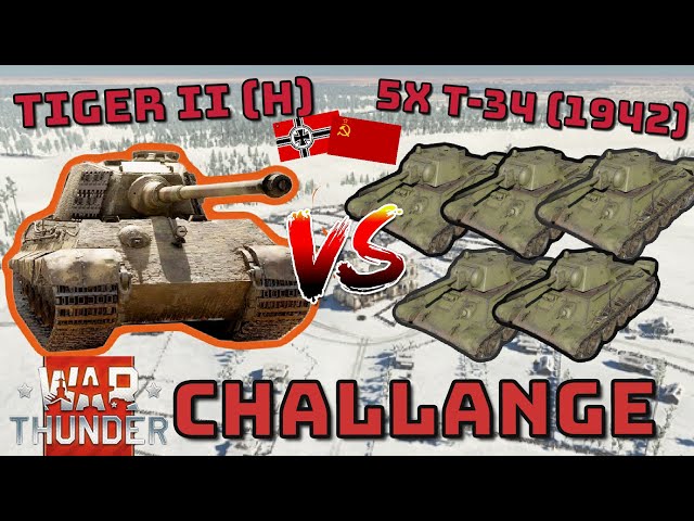 TIGER II (H) VS 5x T-34 (1942) - CHALLENGE!! - Can Russia Win? - War Thunder