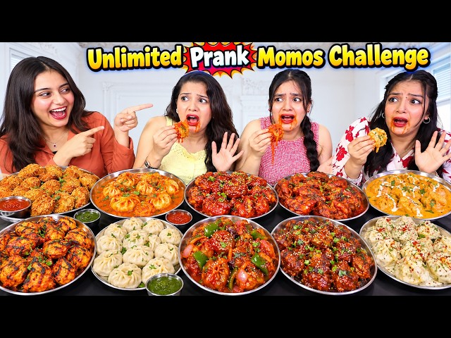 OMG It's A Prank🤬 Unlimited Momos Food Challenge | Chilli Momos🔥, Jhol Momos, Afghani Momo, Veg Momo