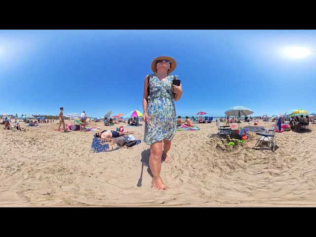 Beach La Marina | VR 360° | Virtual 3D Beach Walking | 5 August 2024  | 5.7K 60FPS