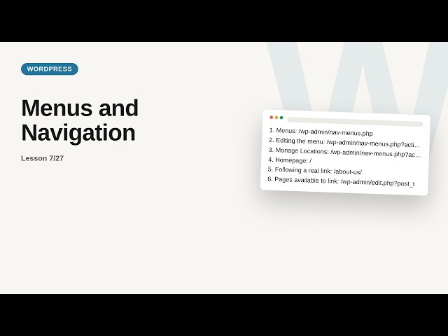 Menus and Navigation | WordPress Tutorial for Beginners