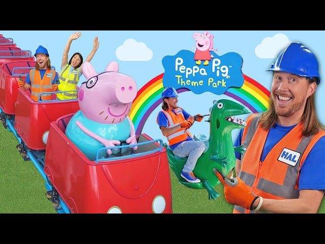 Handyman Hal & Awesome Alex Visit PEPPA PIG Theme Park! 🎢 Muddy Puddle Milkshakes & Awesome Rides!