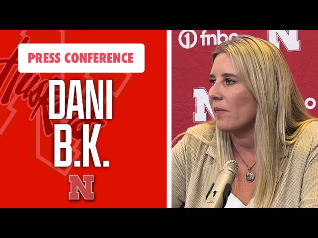 Nebraska volleyball coach Dani Busboom Kelly meets with media after sweeping Baylor