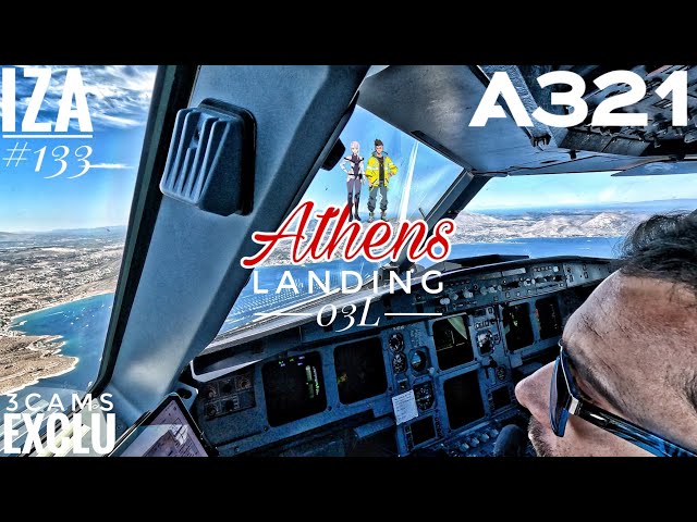 [EXCLU] A321 ATH 🇬🇷 Athens | LANDING 03L | 3 Cockpit Camera Angles 4K | ATC & Crew Comm