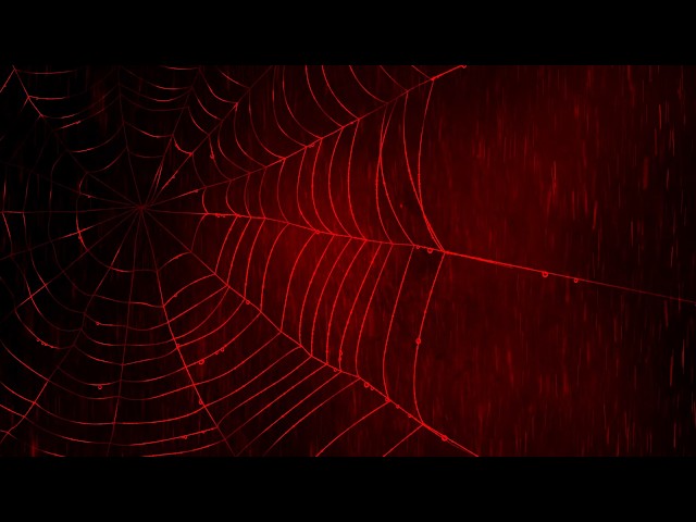 Spiderweb in a Thunderstorm Red Halloween Background 4K Visual