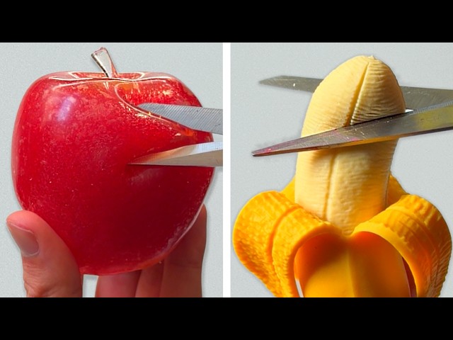 Cutting Open Fruit Squishies To Make Slime