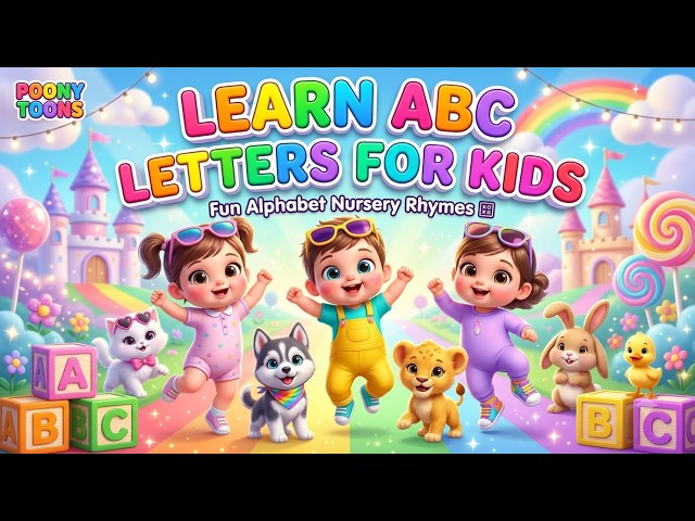 Learn ABC Letters for Kids 🔤 | Fun Alphabet Nursery Rhymes | Poony Toons