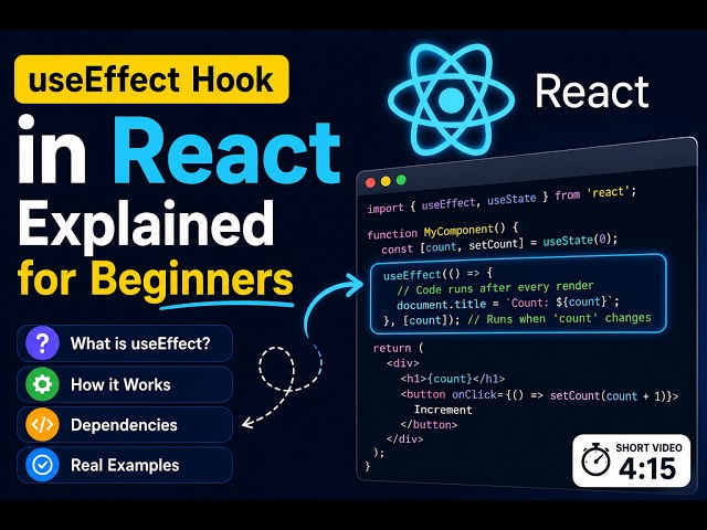 useEffect Hook in React Explained for Beginners 🔥 | React Hooks Tutorial