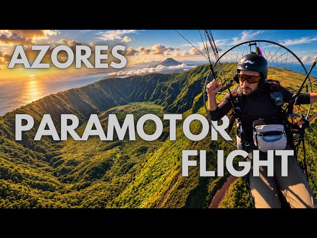 Paramotor flight over the Azores on Faial Island