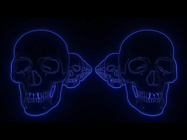 March of the Skulls Glowing Blue Halloween VJ Loop Background 4K