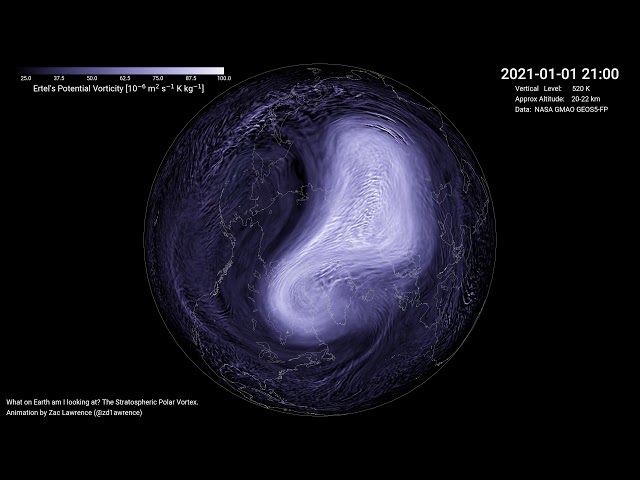 Winter 2020/2021: Evolution of Polar Vortex in Lower Stratosphere