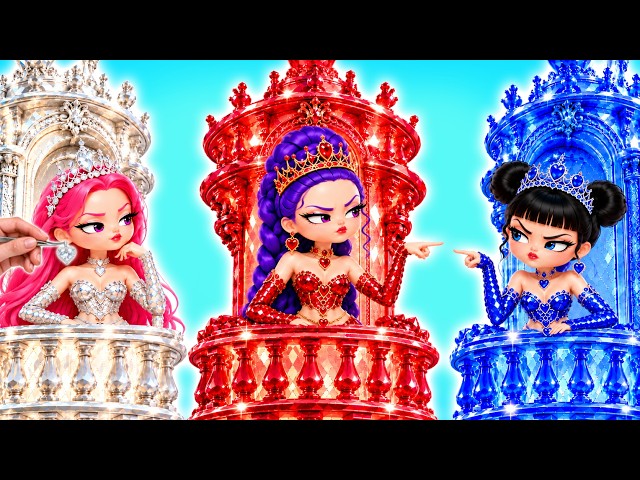 We Build Amazing Doll House Diamond Vs Ruby Vs Sapphire | DIY Doll House Challenge