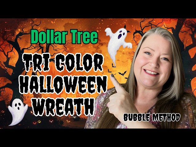 Tri color Halloween Wreath ~ Easy Bubble Method ~ Dollar Tree
