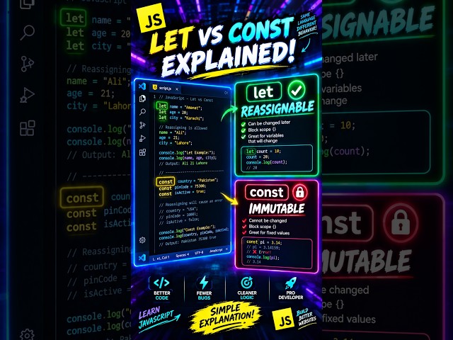 let vs const in JavaScript: Stop Making This Mistake! ⚠️💻