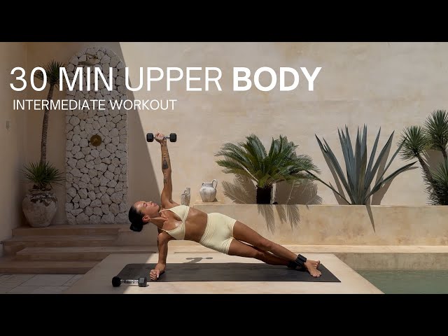 30 MIN UPPER BODY AND CORE | Intermediate Workout | Arms and Abs Home Workout with Weights