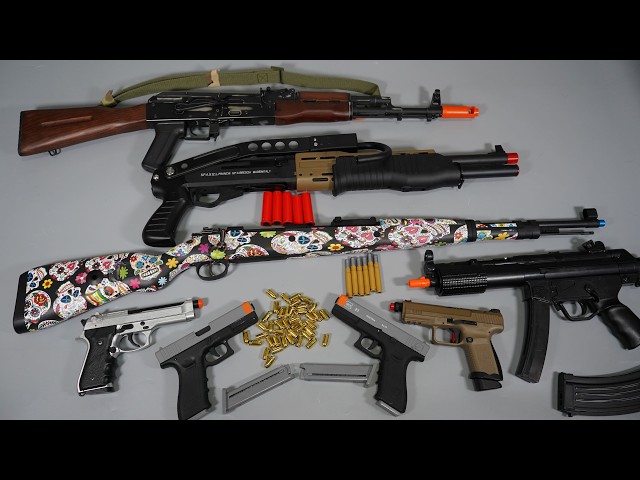Shell ejecting AK47 and Kar98k Toy Gun M4 Airsoft Ner fGun POV Reload Realistic Toy Guns Collection