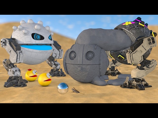 PAC-MAN & Robot Team VS Disco Ball Bot – 3D Animation Live | Cartoon Fun for Kids