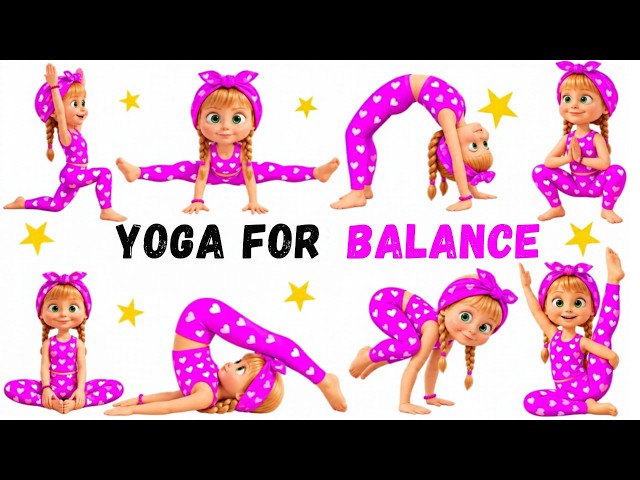 Masha's Balance Yoga Challenge! 🌈 | Fun Yoga for Kids, Balance, Coordination & Full Body Stretching