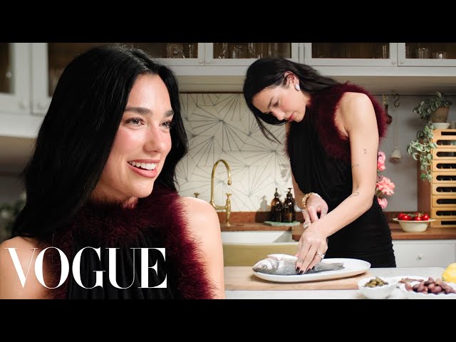 Dua Lipa Makes Roasted Sea Bass Dinner | Now Serving | Vogue