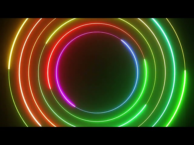 4K Abstract seamless loop of 3D render neon circle, 4k neon circles - 4K Motion Graphics Background