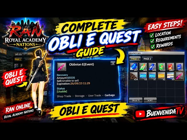 OBLI E QUEST GUIDE 🔥 | RAN Online - Royal Academy Nations