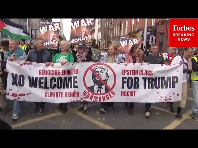 JUST IN: Mass Protests Against Trump's Arrival In Ireland Break Out In Dublin