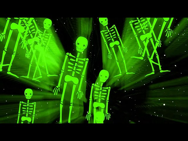 Spooky Rising Skeletons Green 4K Halloween Background Loop